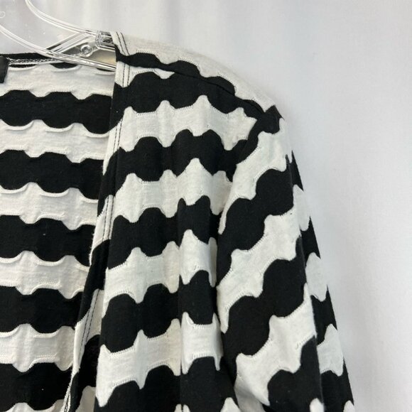 Karen Brooks Womens Cardigan Sweater Black White Stripe Long Sleeve Open Front S - Picture 4 of 10